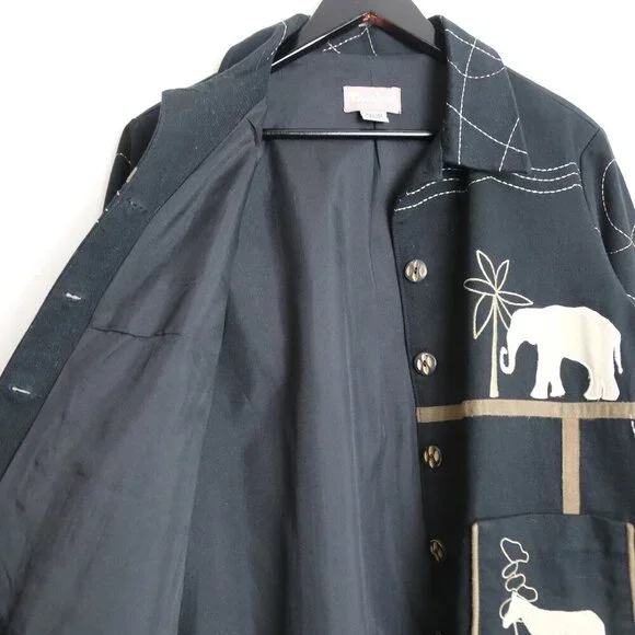 Vintage TanJay Petites Animal Embroidered Button Down Twill Jacket Size Medium - Picture 5 of 8